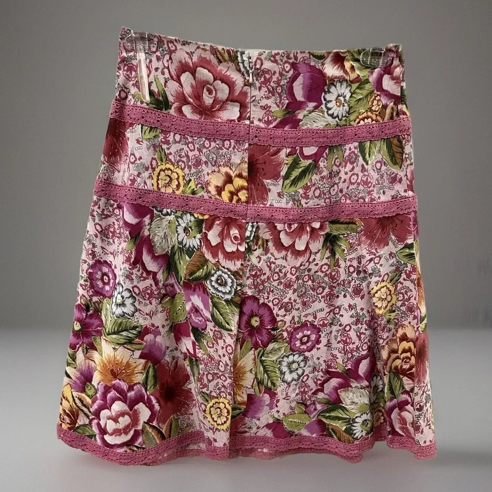 Vintage‎ Dolce Apparel Beaded Floral Skirt Women's Tag Size PL Multicolor NWT